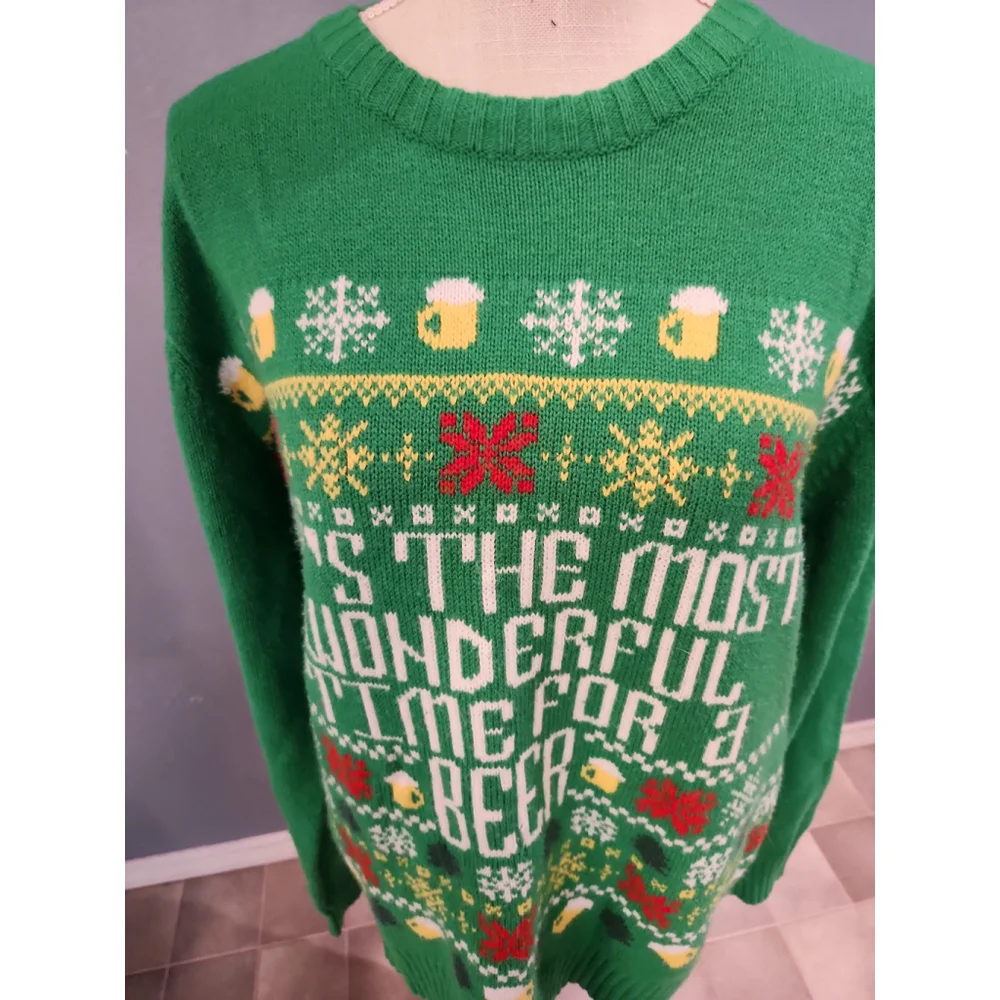 Holiday Time Ugly Christmas sweater Its the most wonderful time for a beer green